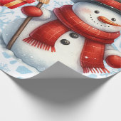 Snowmen Snowflakes Background Large Scale ラッピングペーパー (角)