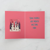 Snowmen Three Ice Men Pink Theme Kitschmas カード (内部)