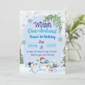 Snowmen Winter One-derland 1st Birthday 招待状 (スタンド正面)