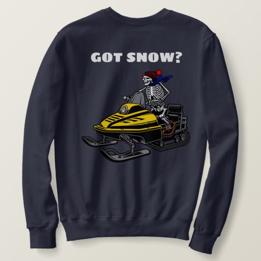 Snowmobileおもしろいスケルトンライダーのパーソナライズ スウェットシャツ (デザイン裏面)
