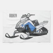 Snowmobile cartoon illustration キッチンタオル (横)