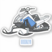 Snowmobile cartoon illustration シール (正面)