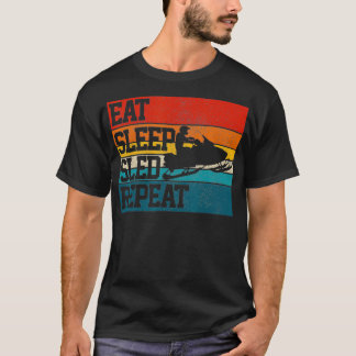 Snowmobile Eat Sleep Sled Repeat Funny Vintage Gif Tシャツ