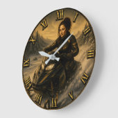 Snowmobile Funny Mona Lisa Snowmobile Rider Gift ラージ壁時計 (傾斜)