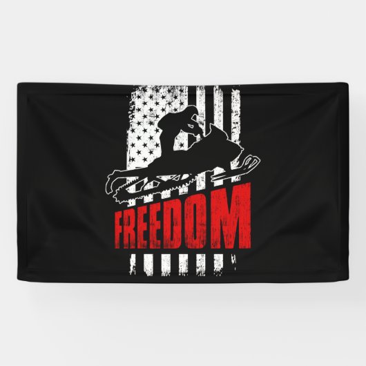 Snowmobile Snowmobiling Freedom Flag USA 横断幕 (横)