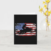 Snowmobile Vintage American Flag  カード (黄色い花)