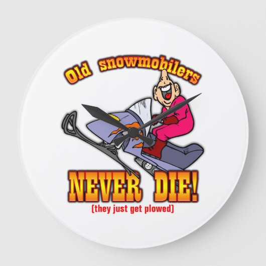 Snowmobilers ラージ壁時計 (正面)