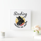 Snowmobiling - Dashing Through The Snow スクエア壁時計 (ホーム)