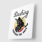 Snowmobiling - Dashing Through The Snow スクエア壁時計 (傾斜)