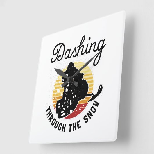 Snowmobiling - Dashing Through The Snow スクエア壁時計 (傾斜)