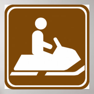 Snowmobiling Trail Highway Sign ポスター