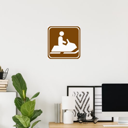 Snowmobiling Trail Highway Sign ポスター (ホームオフィス)