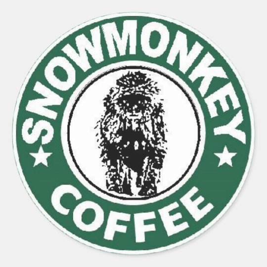 Snowmonkeyのコーヒーロゴ ラウンドシール Zazzle Co Jp