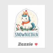 Snownicorn Cute Unicorn Snowman Christmas Girl T-S シール (シート)
