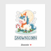 Snownicorn Cute Unicorn Snowman Christmas Girl T-S シール (シート)