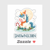 Snownicorn Cute Unicorn Snowman Christmas Girl T-S シール (シート)