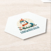 Snownicorn Cute Unicorn Snowman Christmas Girl T-S ペーパーコースター (アングル)