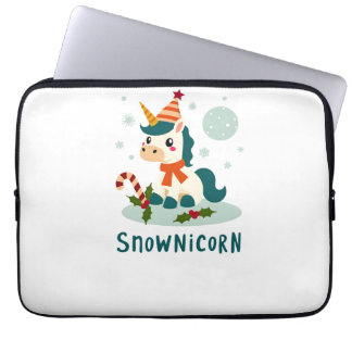Snownicorn Cute Unicorn Snowman Christmas Girl T-S ラップトップスリーブ