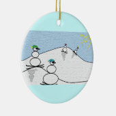 Snowpeopleのスキー セラミックオーナメント (右)