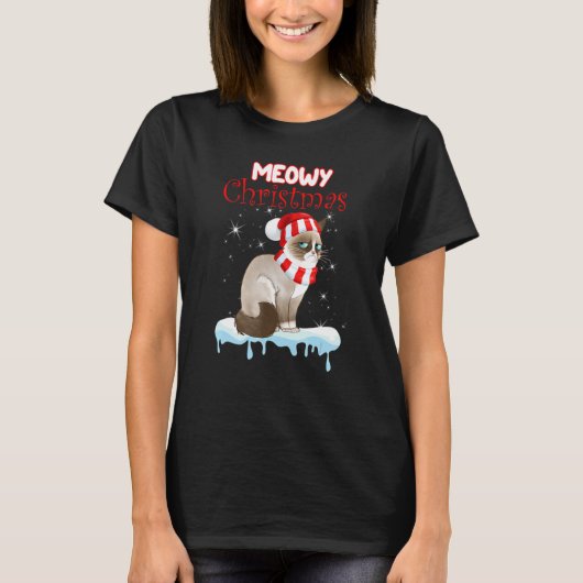 Snowshoe Cat Christmas Meowey Xmas Presents Tシャツ (正面)