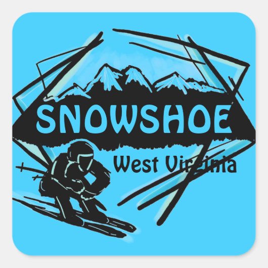 Snowshoe West Virginiaブルースキーロゴシール スクエアシール (正面)