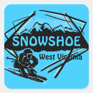 Snowshoe West Virginiaブルースキーロゴシール スクエアシール