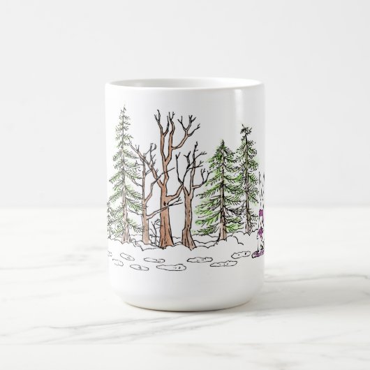 Snowshoeingのバニーのマグ コーヒーマグカップ (中央)