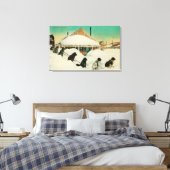 SnowStateで休息しているアラスカのドッグスレードチーム キャンバスプリント (インサイチュ (寝室))