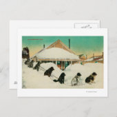 SnowStateで休息しているアラスカのドッグスレードチーム ポストカード (正面/裏面)