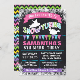 Snowtubの誕生日のピンクの浮き出しパーティーbash 招待状
