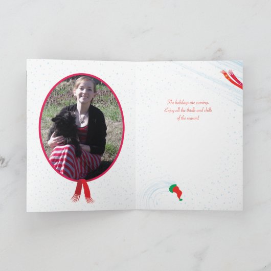 Snowyのスキーの白くまのSleddingペンギンのアシカ シーズンカード (内部)