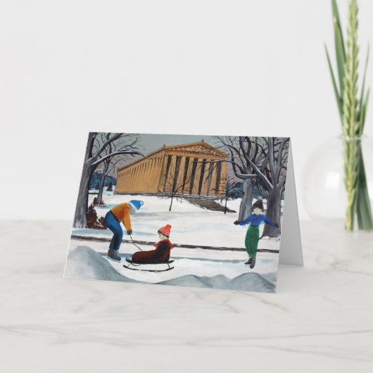 Snowyのパルテノンのナッシュビルのクリスマスカード シーズンカード (正面)