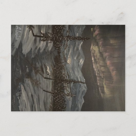 Snowyのフクロウおよび踊りのオーロラの郵便はがき ポストカード (正面)