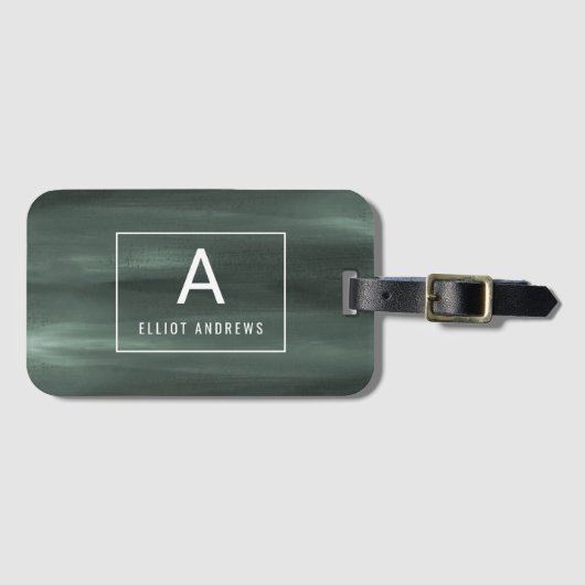 Snowyのマツ水彩画|のモノグラム ラゲッジタグ (正面横)