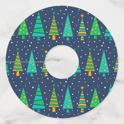 Snowyのモミの木のペーパーワイングラスのラベル ワイングラスタグ (正面)