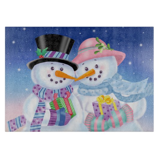 Snowyの恋人のガラスまな板 カッティングボード (正面)