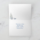 Snowyの木でさえずっているクリスマスのブルーバード シーズンカード (内部)