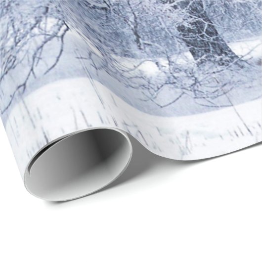 Snowyの木の冬によって凍っていられている場面 ラッピングペーパー (ロールコーナー)