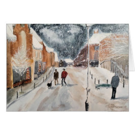 Snowyの村、水彩画