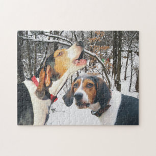 Snowyの森のTreeingの歩行者のCoonhounds ジグソーパズル