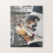 Snowyの森のTreeingの歩行者のCoonhounds ジグソーパズル (縦)