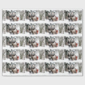 Snowyの森を通した馬のチームそりの乗車 ラッピングペーパー (フラット)