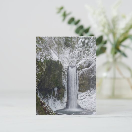 Snowyの森林によって囲まれるぼやけた滝 ポストカード (スタンド正面)