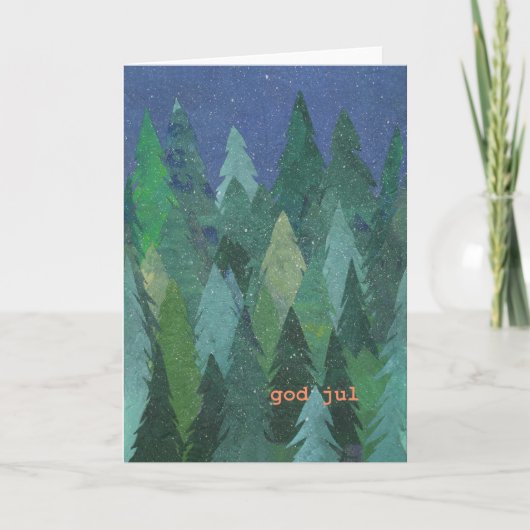 Snowyの森林クリスマスカード: スウェーデン語 シーズンカード (正面)