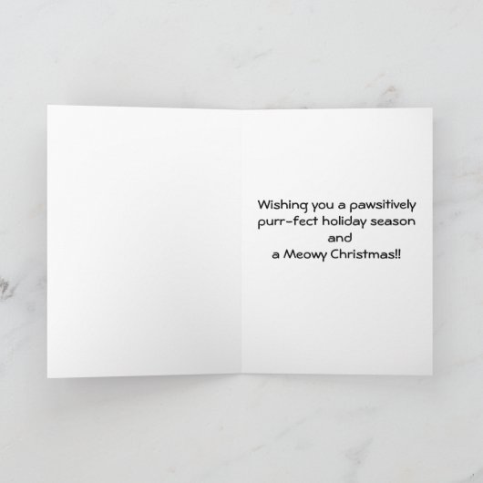 Snowyの窓- Meowyのクリスマスカードの黒猫 シーズンカード (内部)