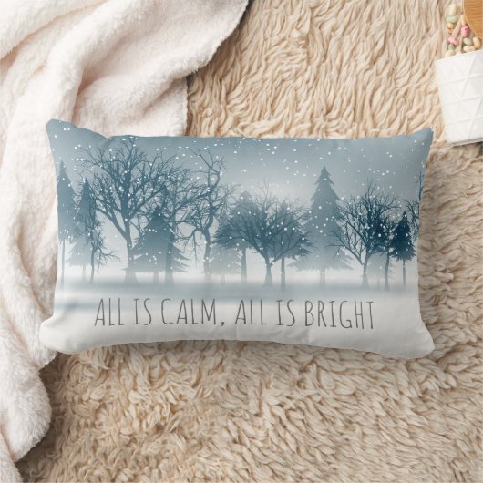Snowyの霧深い木-クリスマスの休日の枕 ランバークッション (ブランケット)