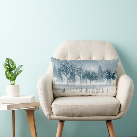 Snowyの霧深い木-クリスマスの休日の枕 ランバークッション (椅子)