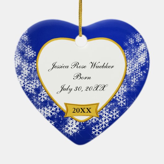 Snowyの青色児の初めてのクリスマスの写真 セラミックオーナメント (裏面)