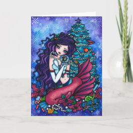 Snowyはファンタジーの人魚のシャチのクリスマスを秘蔵します シーズンカード