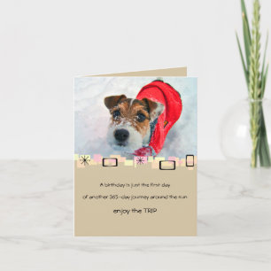 Snowyジャックラッセルテリアの誕生日の挨拶状 カード